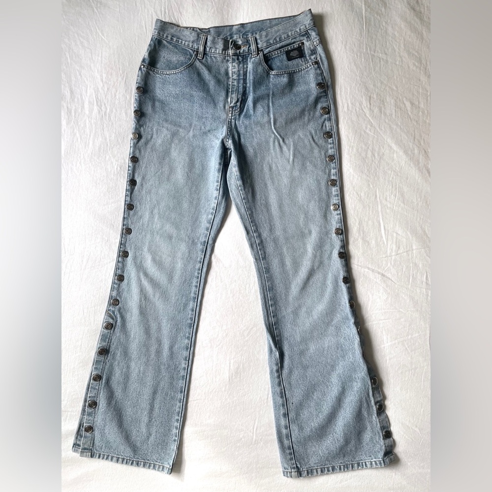 Vintage Harley-Davidson Moto Side Snap Flare Jeans
